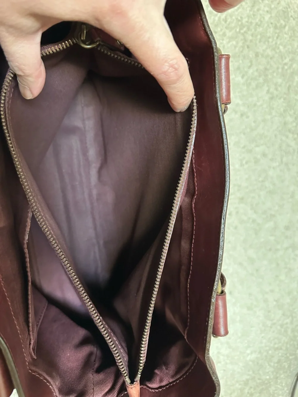 Authentic Celine Burgundy Leather Satchel with Bonus Long Wallet - Picture 10 of 16